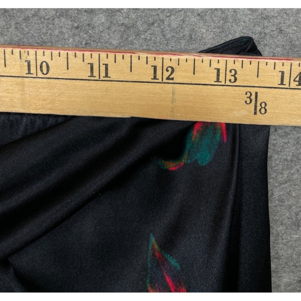 Ganni Tie-Waist Floral Silk Stretch Satin Midi Skirt Black 34 US XS 2 - Picture 9 of 12